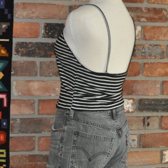Brandy Melville Black & White Striped Tank Top O/S - Picture 5 of 6